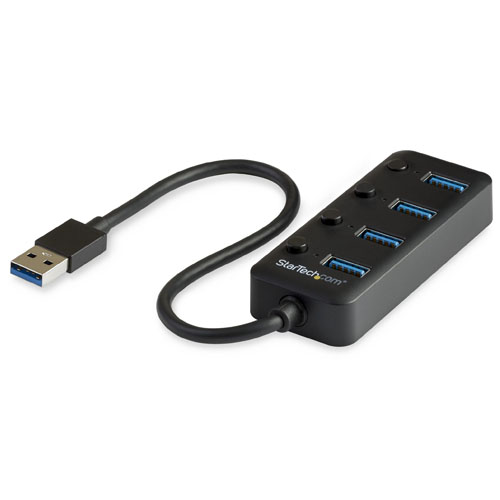  Hub USB 3.0 de 4 Puertos - Ladrón USB de 4 Puertos USB-A con Interruptores Individuales de Encendido/Apagado - Hub - Startech - HB30A4AIB