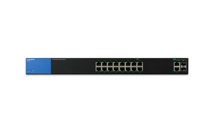 Smart switch Gigabit administrado Linksys LGS318 de 16 puertos con 2 puertos Gigabit y 2 puertos SFP